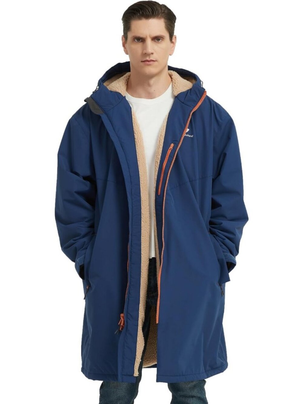 Waterproof Winter Coat, Sherpa Lined Hooded Parka, Windproof, 2 Pockets, Long